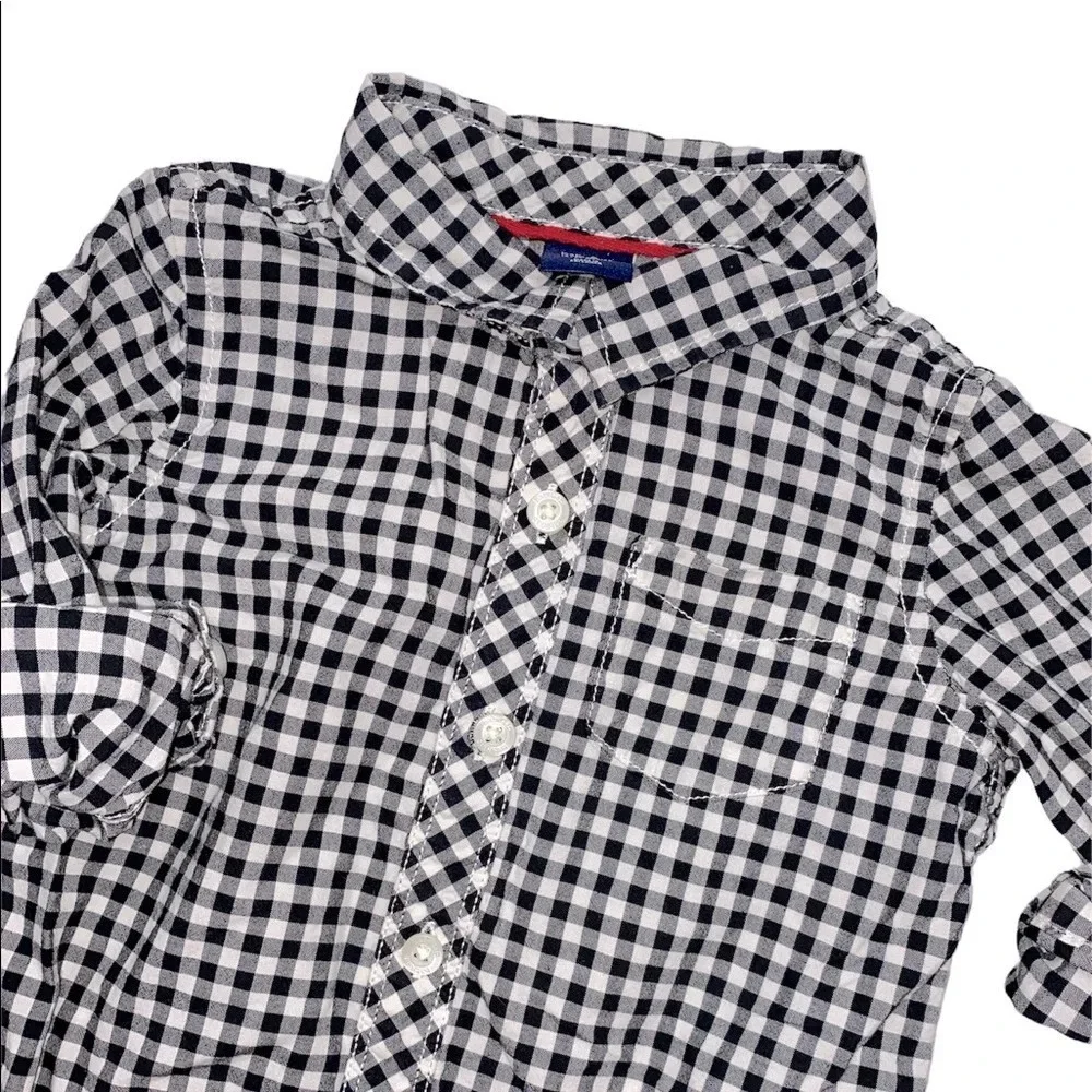 Baby Gap black & white gingham preppy button down shirt size 18-24 months